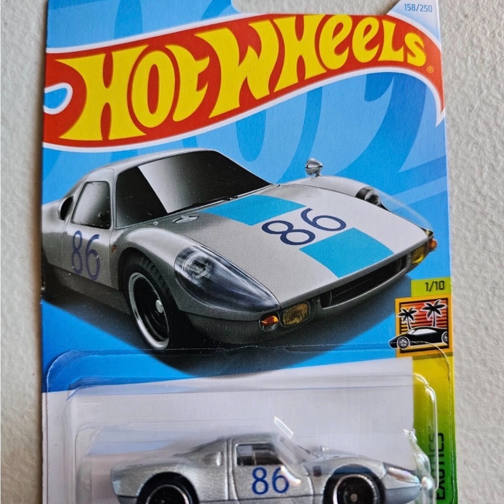 Mattel Hot Wheels Silver and Blue Race Car